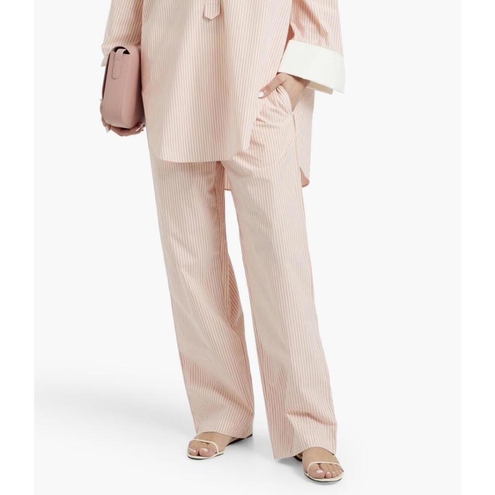 NWT BY MALENE BIRGER Cotton Striped Wide-Leg Pants|Clean Girl Coastal | Size 10